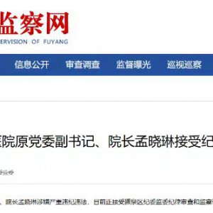 阜陽市第五人民醫(yī)院原黨委副書記、院長孟曉琳被查！